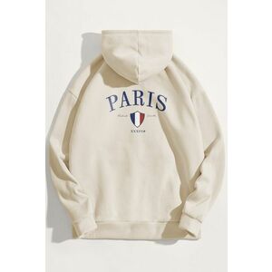 Mikina s Kapucí, Barva Ekru, s Potiskem Paris XXXIII Bold obraz