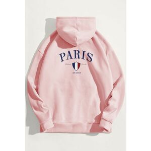 Mikina s Kapucí, Barva Růžová, s Potiskem Paris XXXIII Bold obraz