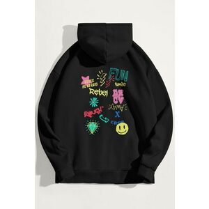 Mikina s Kapucí, Barva Černá, s Potiskem Fun Rebel obraz