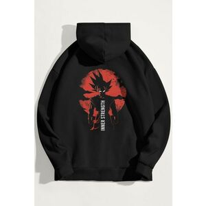 Mikina s Kapucí, Barva Černá, s Potiskem Saiyan Inner Strength obraz