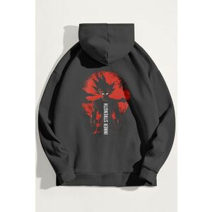 Mikina s Kapucí, Barva Železitě Šedá, s Potiskem Saiyan Inner Strength obraz