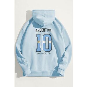 Mikina s Kapucí, Barva Nebesky Modrá , s Potiskem Hand Of God 10 obraz