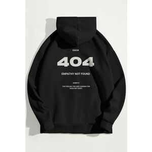 Mikina s Kapucí, Barva Černá, s Potiskem Empathy Not Found obraz