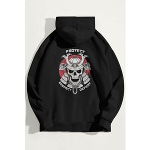 Mikina s Kapucí, Barva Černá, s Potiskem Samurai Warrior obraz