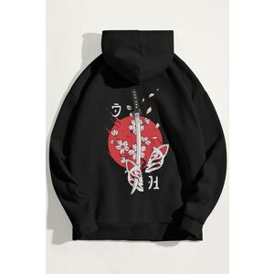 Mikina s Kapucí, Barva Černá, s Potiskem Ninja Cat obraz