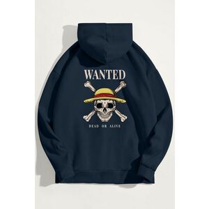 Mikina s Kapucí, Barva Modrá, s Potiskem Wanted Dead Or Alive obraz