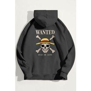 Mikina s Kapucí, Barva Železitě Šedá, s Potiskem Wanted Dead Or Alive obraz