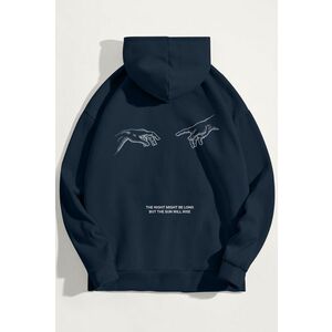 Mikina s Kapucí, Barva Modrá, s Potiskem Rise and Shine obraz