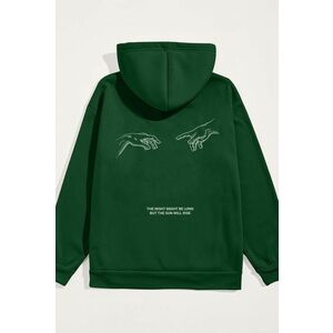 Mikina s Kapucí, Barva Zelená, s Potiskem Rise and Shine obraz