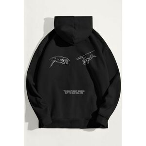 Mikina s Kapucí, Barva Černá, s Potiskem Rise and Shine obraz