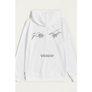 Mikina s Kapucí, Barva Bílá, s Potiskem Rise and Shine obraz