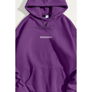 Mikina s Kapucí, Barva Fialová , s Potiskem Rise and Shine obraz