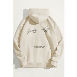 Mikina s Kapucí, Barva Ekru, s Potiskem Rise and Shine obraz