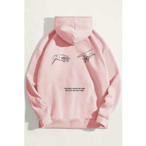 Mikina s Kapucí, Barva Růžová, s Potiskem Rise and Shine obraz
