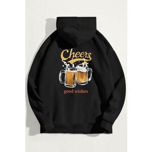 Mikina s Kapucí, Barva Černá, s Potiskem Cheers obraz