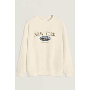 Mikina, Barva Ekru, s Potiskem New York Manhattan obraz