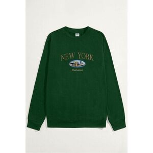 Mikina, Barva Zelená, s Potiskem New York Manhattan obraz