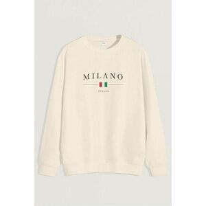 Mikina, Barva Ekru, s Potiskem Milano Italia obraz