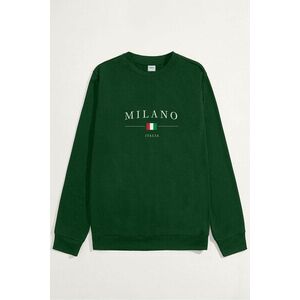 Mikina, Barva Zelená, s Potiskem Milano Italia obraz