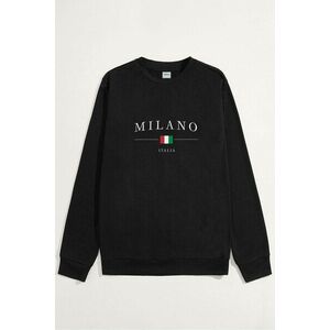 Mikina, Barva Černá, s Potiskem Milano Italia obraz