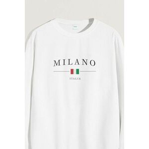 Mikina, Barva Bílá, s Potiskem Milano Italia obraz