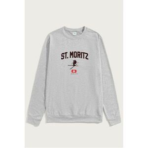 Mikina, Barva Šedá, s Potiskem St. Moritz Swiss Alps obraz