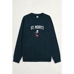 Mikina, Barva Modrá, s Potiskem St. Moritz Swiss Alps obraz