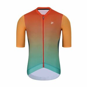 HOLOKOLO Cyklistický dres s krátkým rukávem - INFINITY - zelená/oranžová/červená 6XL obraz