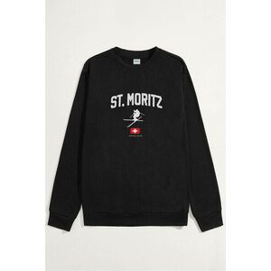Mikina, Barva Černá, s Potiskem St. Moritz Swiss Alps obraz