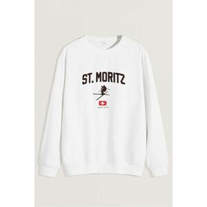 Mikina, Barva Bílá, s Potiskem St. Moritz Swiss Alps obraz