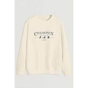 Mikina, Barva Ekru, s Potiskem Chamonix French Alps obraz