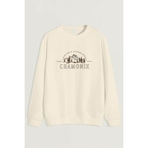 Mikina, Barva Ekru, s Potiskem Chamonix Ski Resorts obraz