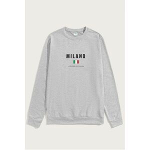 Mikina, Barva Šedá, s Potiskem Milano La Repubblica obraz