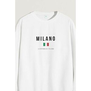Mikina, Barva Bílá, s Potiskem Milano La Repubblica obraz
