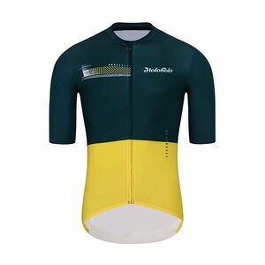 HOLOKOLO Cyklistický dres s krátkým rukávem - VIBES - zelená/žlutá XS obraz