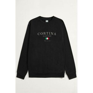 Mikina, Barva Černá, s Potiskem Cortina Ski Club obraz