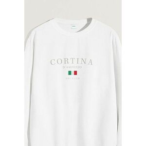 Mikina, Barva Bílá, s Potiskem Cortina Ski Club obraz