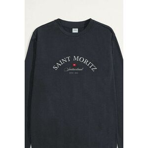 Mikina, Barva Železitě Šedá, s Potiskem Saint Moritz Switzerland obraz