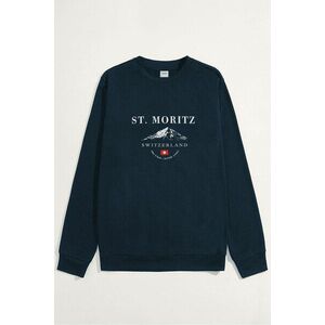 Mikina, Barva Modrá, s Potiskem St. Moritz Swiss Ski Club obraz