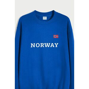 Mikina, Barva Modrá Elektrická, s Potiskem Norway obraz