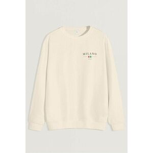 Mikina, Barva Ekru, s Potiskem Milano Italia Minimal obraz