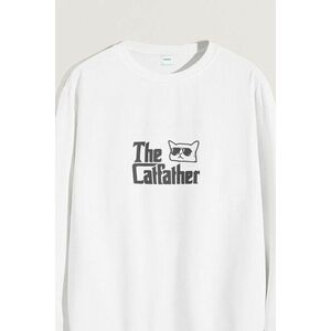 Mikina, Barva Bílá, s Potiskem The Catfather obraz