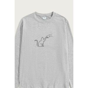 Mikina, Barva Šedá, s Potiskem Cat Fist Bump obraz