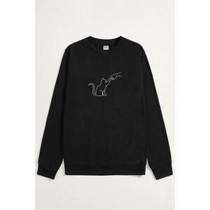 Mikina, Barva Černá, s Potiskem Cat Fist Bump obraz