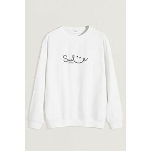 Mikina, Barva Bílá, s Potiskem Smile Good Looking obraz