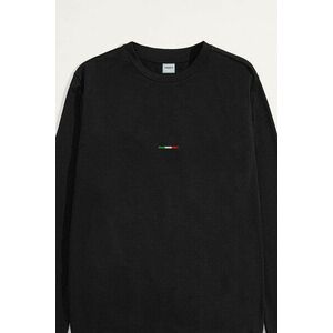 Mikina, Barva Černá, s Potiskem Italian Horizontal Stripe obraz