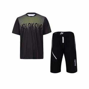 HOLOKOLO Cyklistický MTB dres a kalhoty - FORCE MTB - černá/žlutá obraz