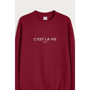 Mikina, Barva Bordó, s Potiskem C Est La Vie obraz