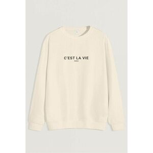 Mikina, Barva Ekru, s Potiskem C Est La Vie obraz