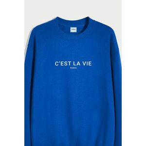 Mikina, Barva Modrá Elektrická, s Potiskem C Est La Vie obraz